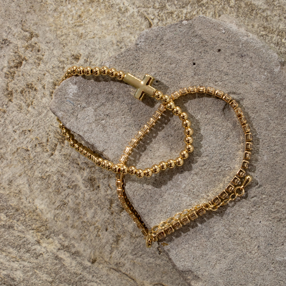 Bracelet Set - Cross + Stone