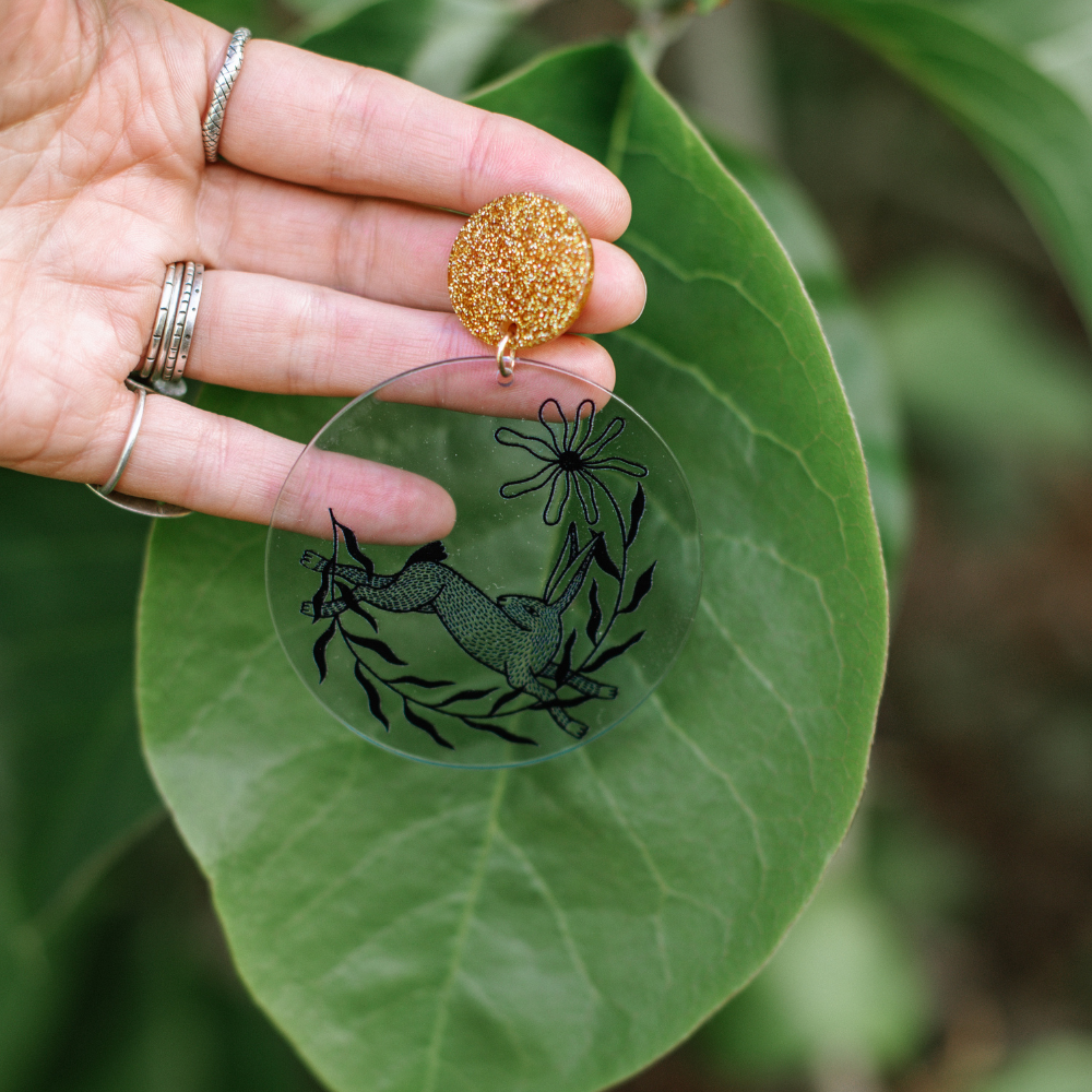 Earrings - Blue Disk