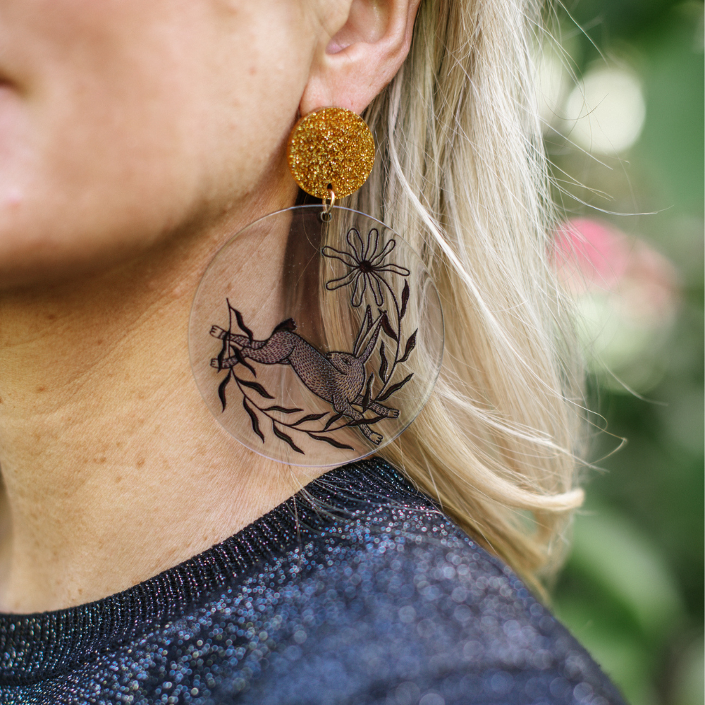 Earrings - Blue Disk