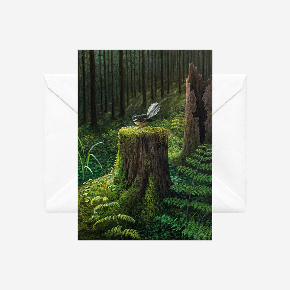 Card - Piwakawaka on Stump