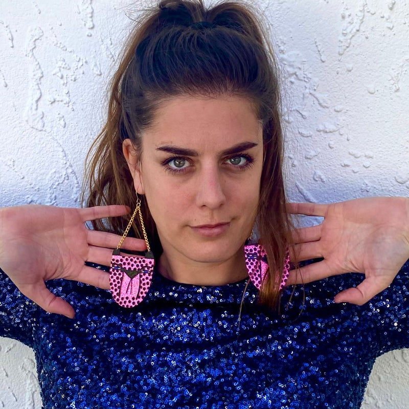 Earrings - Cheetah - Pink